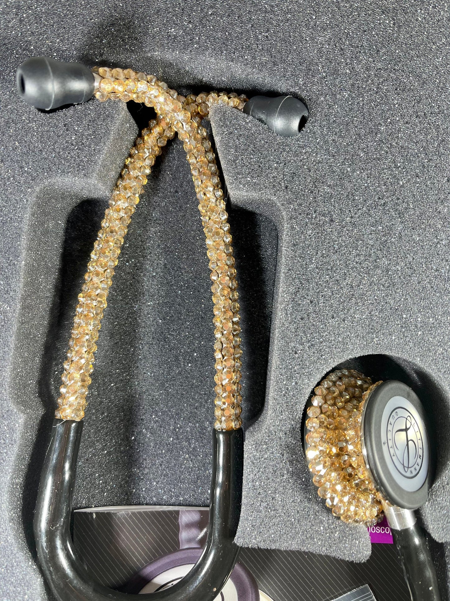 Essential Crown | Bling Stethoscope | Gold Rhinestone | Littmann | Glamorous | Elegant | Stethoscope Case | gift set
