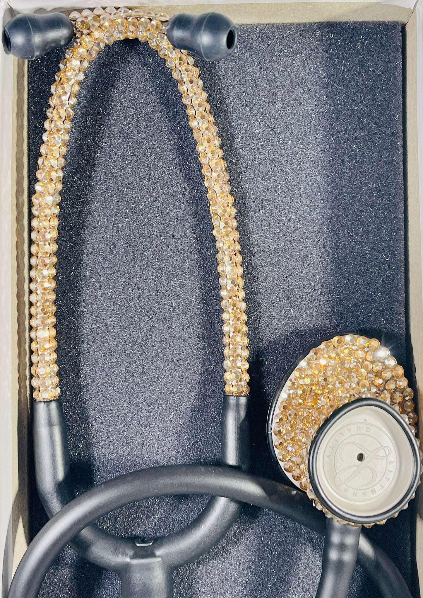 Essential Crown | Bling Stethoscope | Gold Rhinestone | Littmann | Glamorous | Elegant | Stethoscope Case | gift set