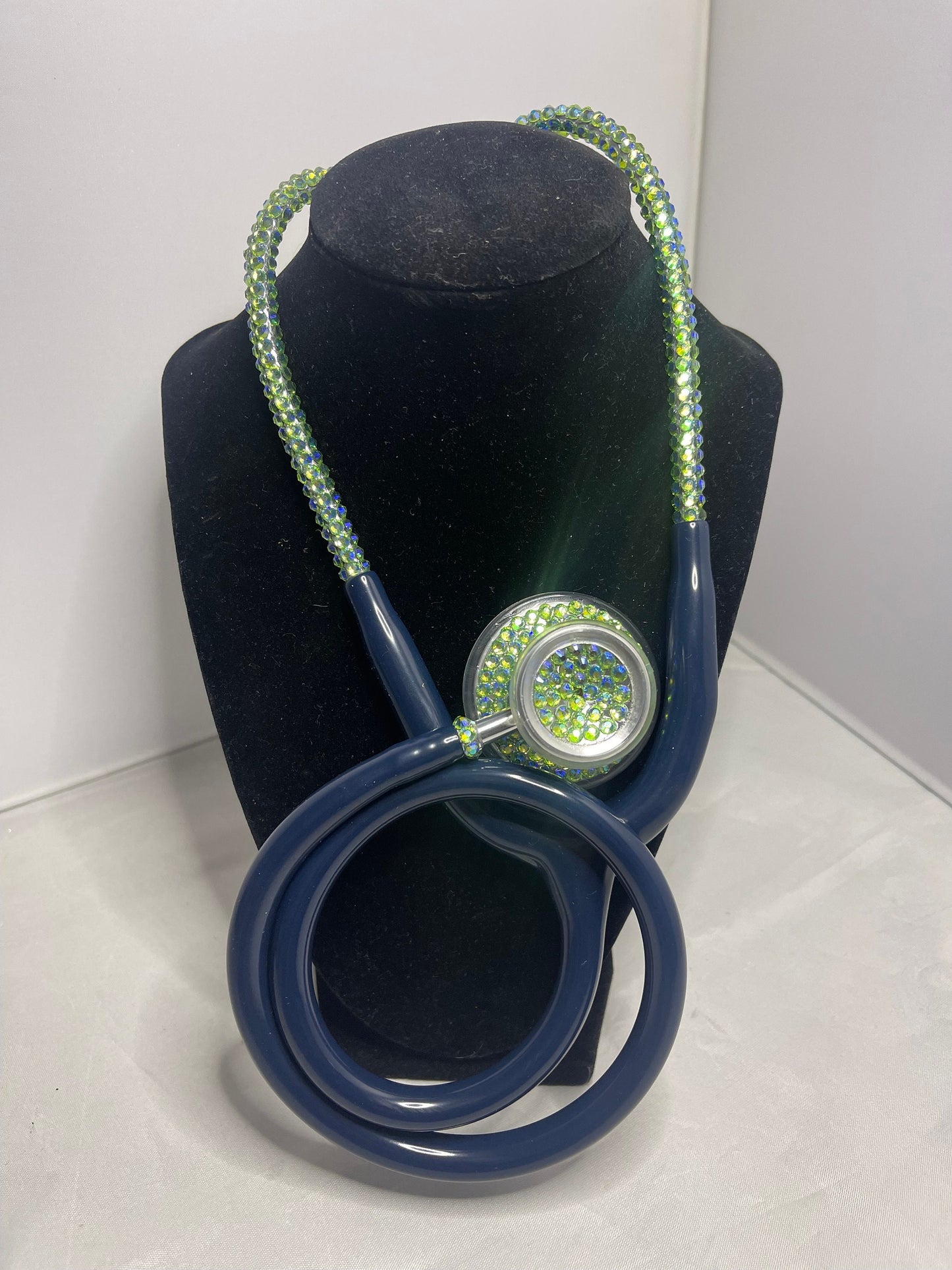 Aquamarine Sea Dragon Bling Stethoscope & Case, Iridescent Rhinestone Handmade, Unique Bedazzled Medical Accessory Gift