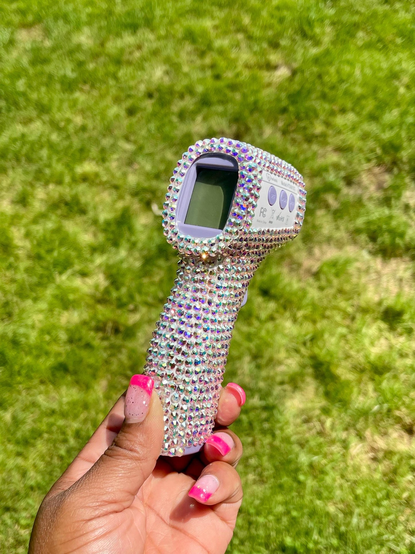 Bling Thermometer, Sparkling Crystal AB Design, Non-Contact Infrared for Home & Medical Professionals Gift