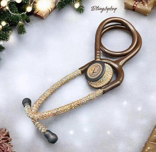 Chocolate Goddess Littmann Stethoscope, Elegant Bling Medical Device with Crystal Accents, Perfect Gift for Nurses & EMTs