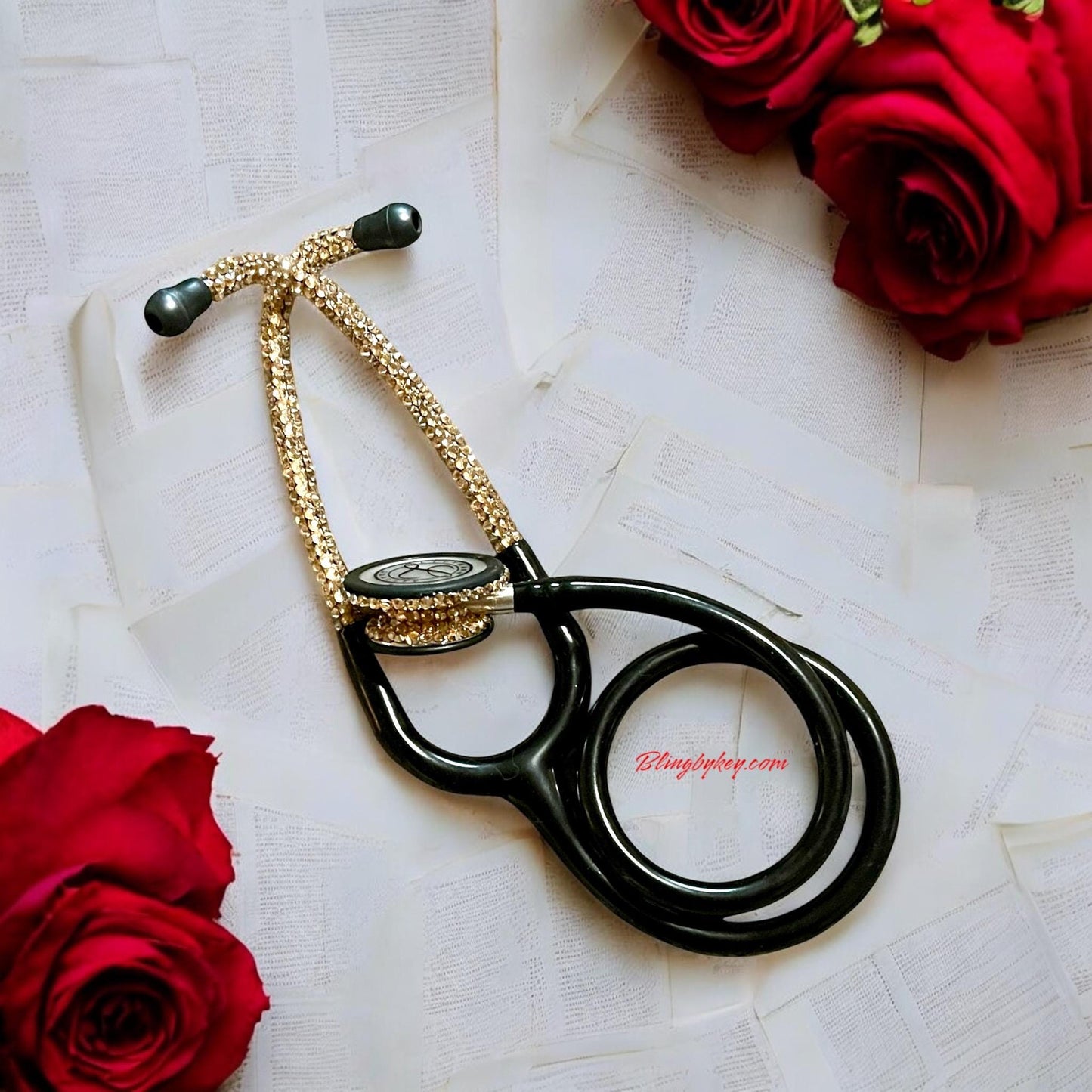 Essential Crown | Bling Stethoscope | Gold Rhinestone | Littmann | Glamorous | Elegant | Stethoscope Case | gift set