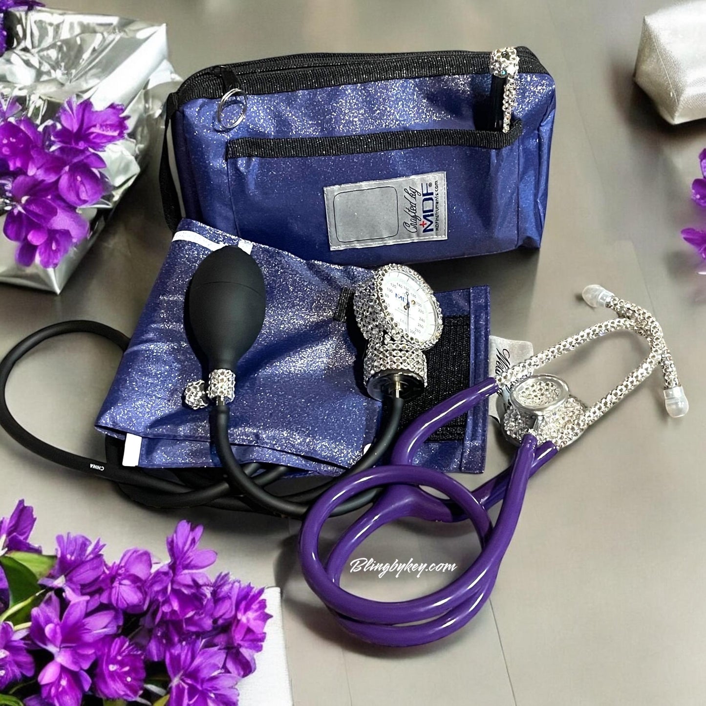Bling Medical Gift Set: Crystal Stethoscope & Glitter BP Cuff