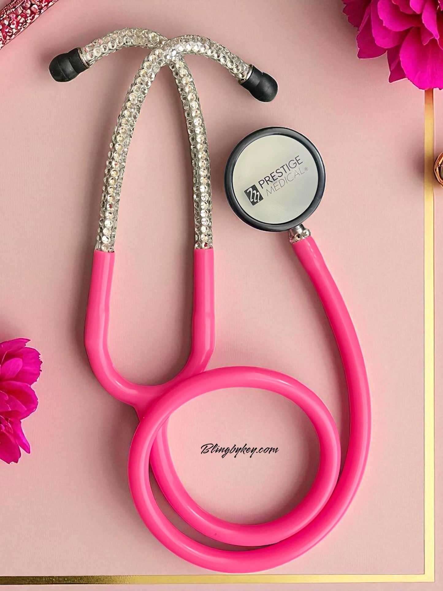 Bright Pink Medical Stethoscope: Barbie Vibes Sparkling Clear Rhinestone -Graduation Nurse Gift