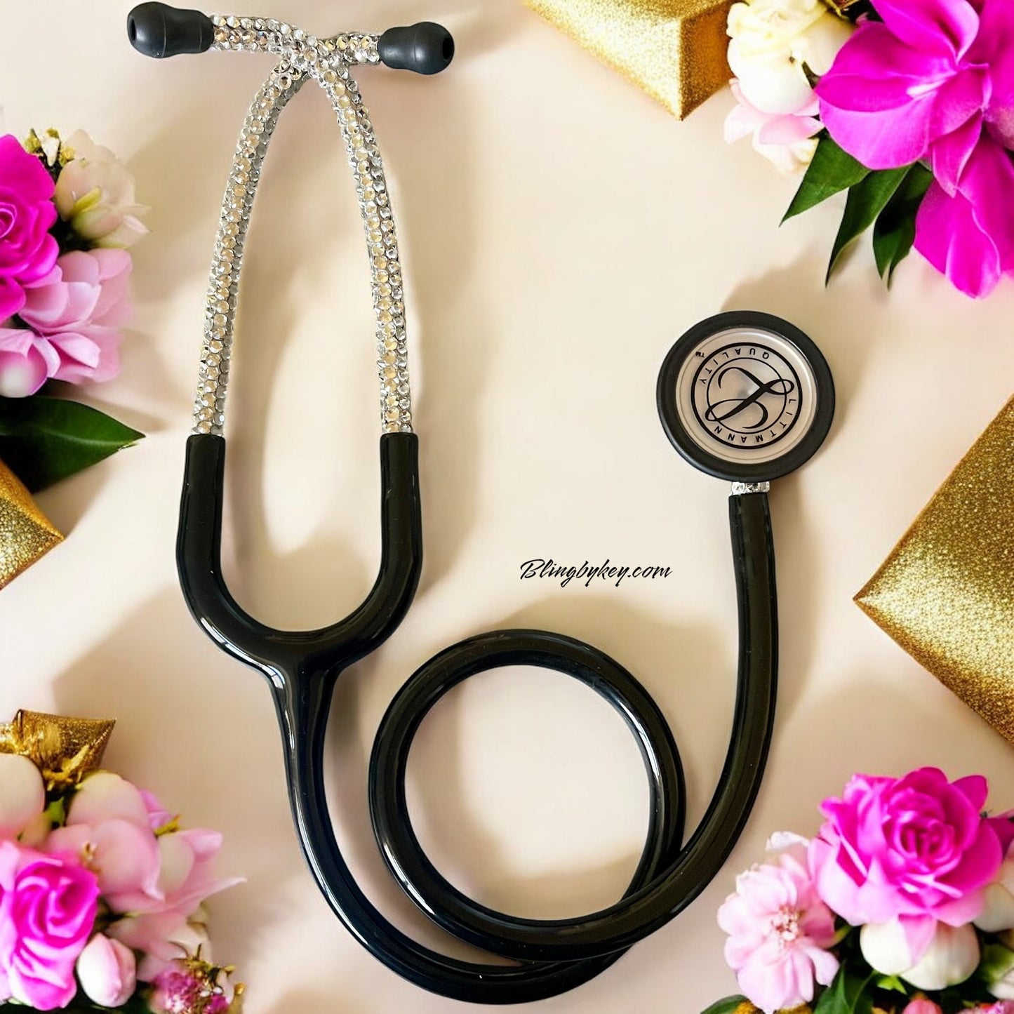 Littmann Classic III Black Stethoscope with Custom Rhinestones | BlingByKey®
