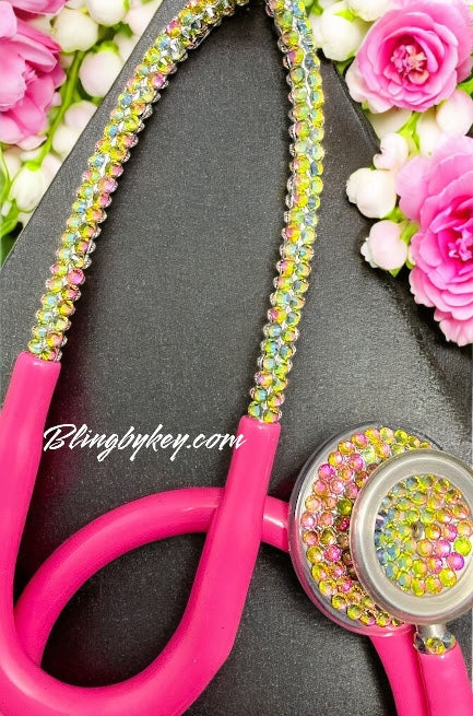MDF MD One Fuchsia Stethoscope with Custom Rhinestones | BlingByKey®