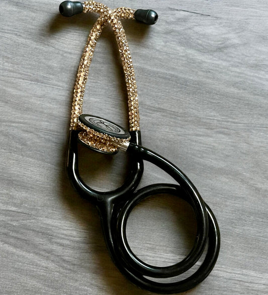 Littmann Classic III Black Stethoscope with Custom Gold Rhinestones | BlingByKey®