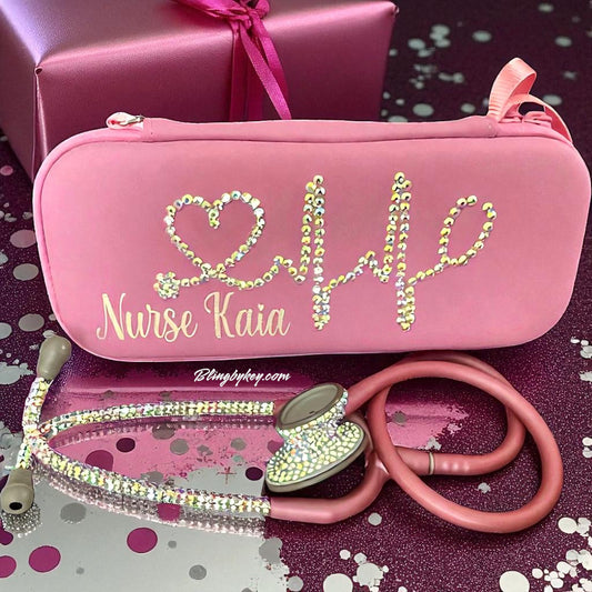  I AM… Self Love Bling Stethoscope Gift Set, Littmann Lightweight II SE, Pearl Pink- Customised by BlingbyKey