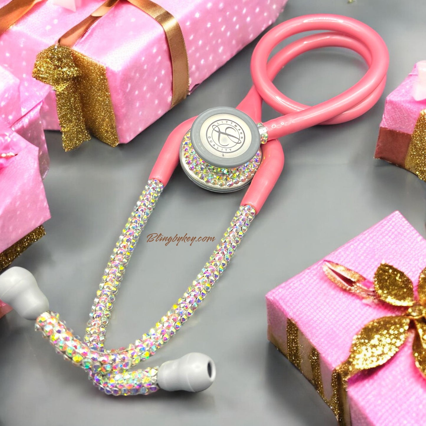 I AM Self Love | Bling Stethoscope | Iridescent Rhinestone | Pink Protector Case | Gift for CRNA, Doctor, Medical School