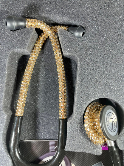 Essential Crown | Bling Stethoscope | Gold Rhinestone | Littmann | Glamorous | Elegant | Stethoscope Case | gift set