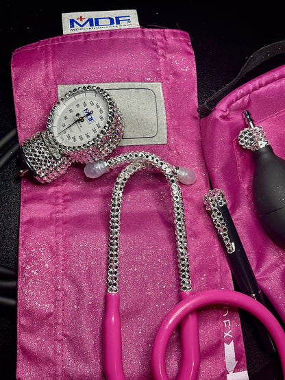 Bling Medical Gift Set, MDF Calibra Suite Kit with Maxima Crystals Stethoscope, Glitter Blood Pressure Cuff & Pen Light