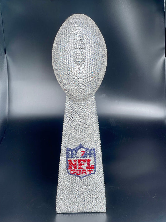 Vince Lombardi Super Bowl Trophy Replica with Preciosa Crystals, Handcrafted NFL Award, Perfect Gift for Senior Night & Fantasy Sports