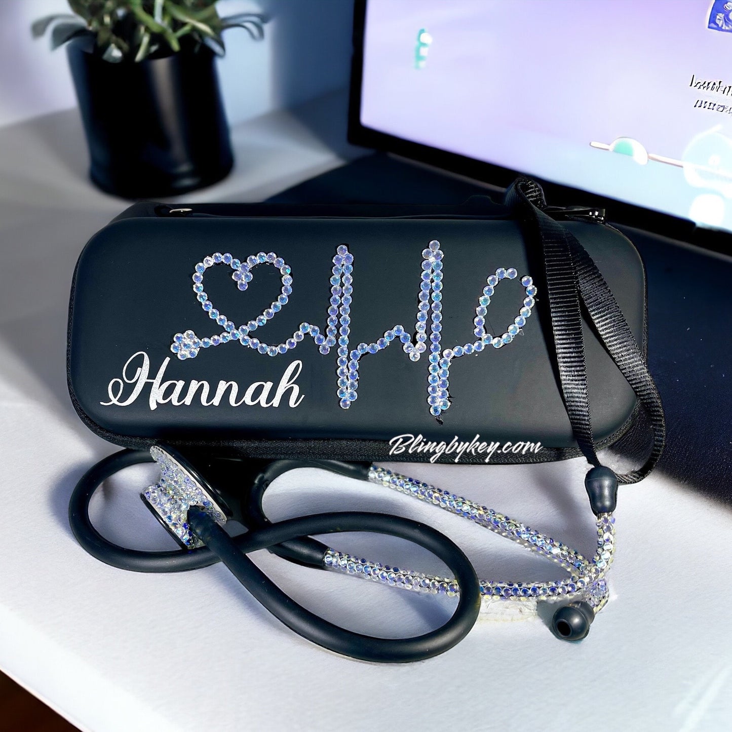 Blue Ghost Pearl | Bling Stethoscope | Iridescent Rhinestones | Littmann | Stethoscope Case | Bedazzle | Handmade Gift