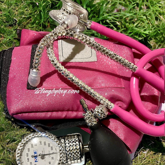 Bling Medical Gift Set, MDF Calibra Suite Kit with Maxima Crystals Stethoscope, Glitter Blood Pressure Cuff & Pen Light