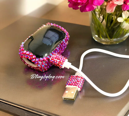 Bling Pulse Oximeter - Heart Rate & Oxygen Monitor, Rechargeable Cotton Candy Pink, AB Rhinestones, Perfect Wellness Gift