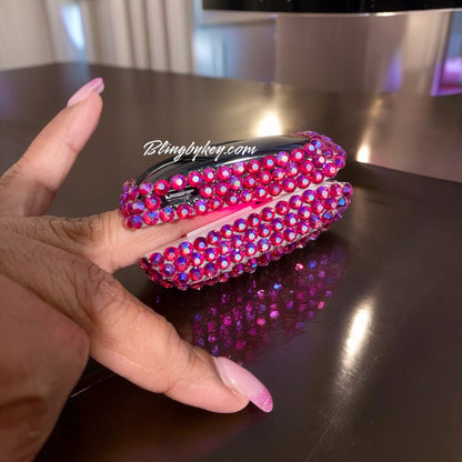 Bling Pulse Oximeter - Heart Rate & Oxygen Monitor, Rechargeable Cotton Candy Pink, AB Rhinestones, Perfect Wellness Gift