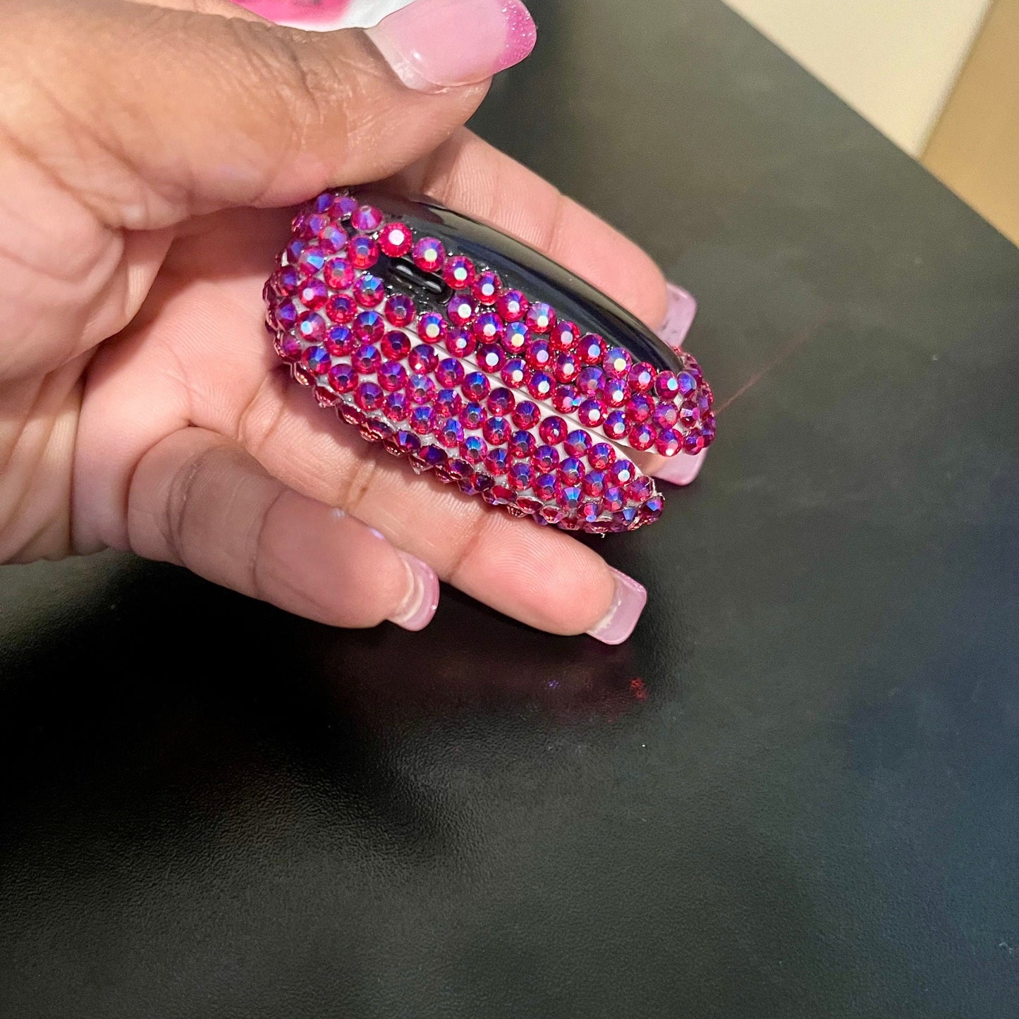 Bling Pulse Oximeter - Heart Rate & Oxygen Monitor, Rechargeable Cotton Candy Pink, AB Rhinestones, Perfect Wellness Gift