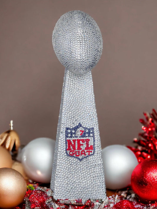 Vince Lombardi Super Bowl Trophy Replica with Preciosa Crystals, Handcrafted NFL Award, Perfect Gift for Senior Night & Fantasy Sports