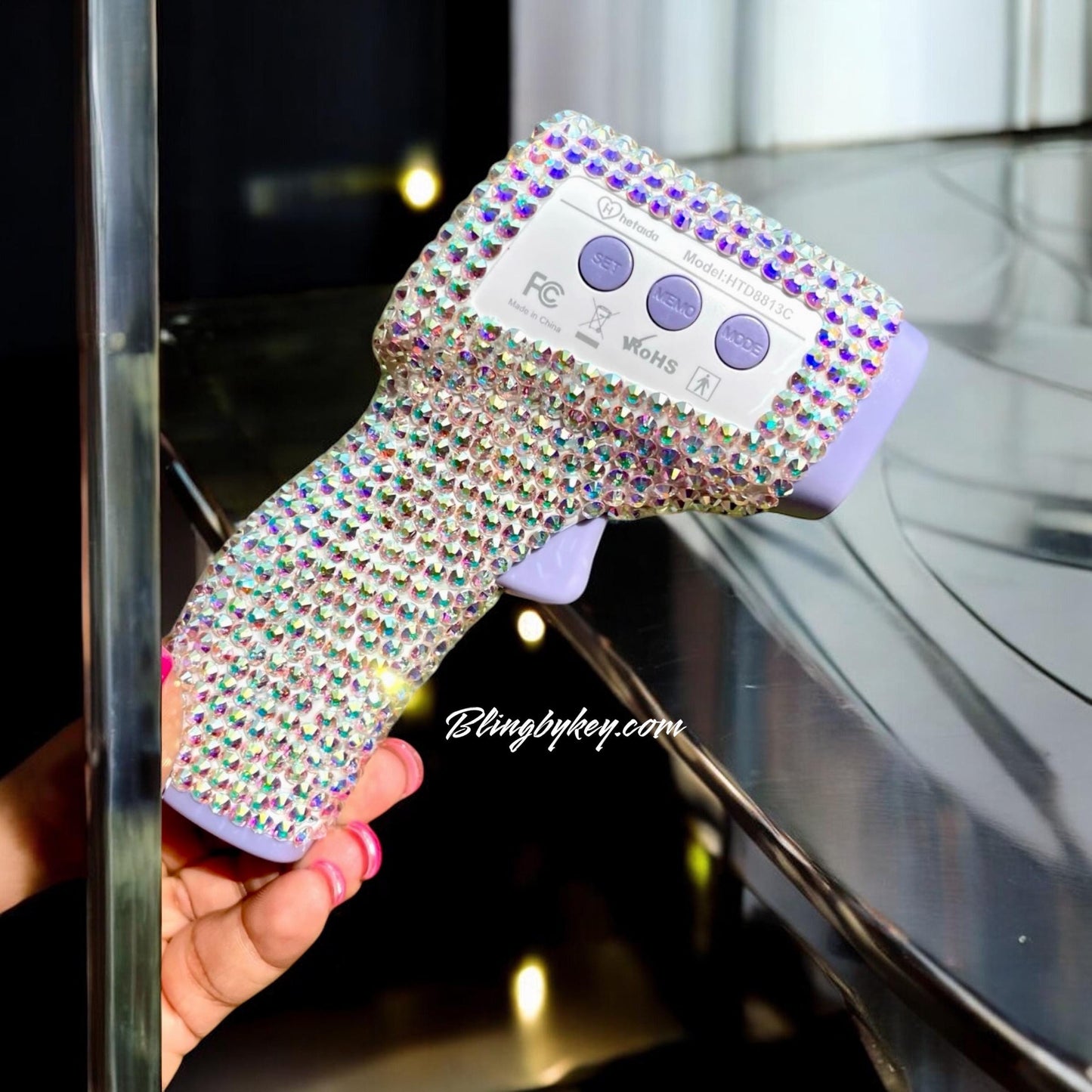 Bling Thermometer, Sparkling Crystal AB Design, Non-Contact Infrared for Home & Medical Professionals Gift