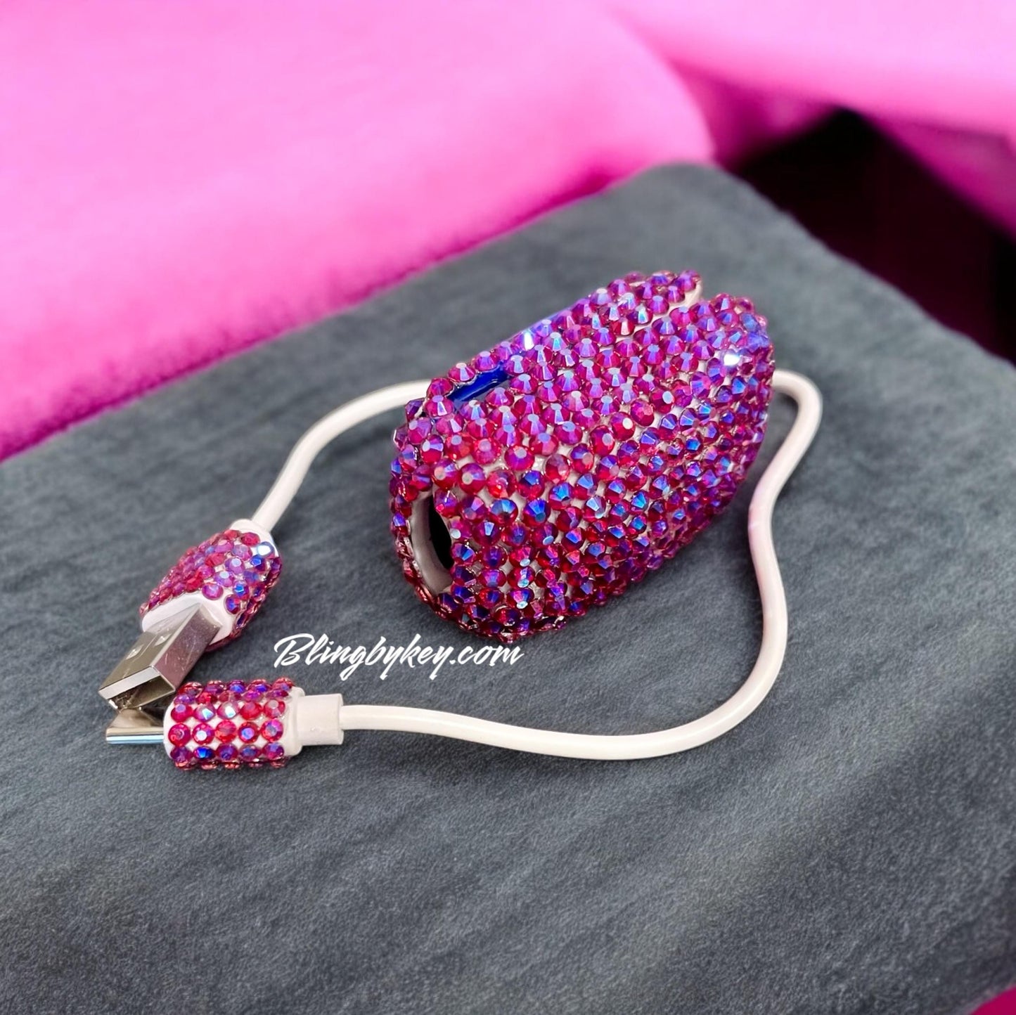 Bling Pulse Oximeter - Heart Rate & Oxygen Monitor, Rechargeable Cotton Candy Pink, AB Rhinestones, Perfect Wellness Gift