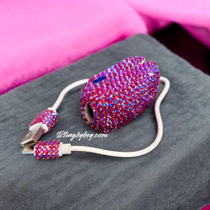 Bling Pulse Oximeter - Heart Rate & Oxygen Monitor, Rechargeable Cotton Candy Pink, AB Rhinestones, Perfect Wellness Gift