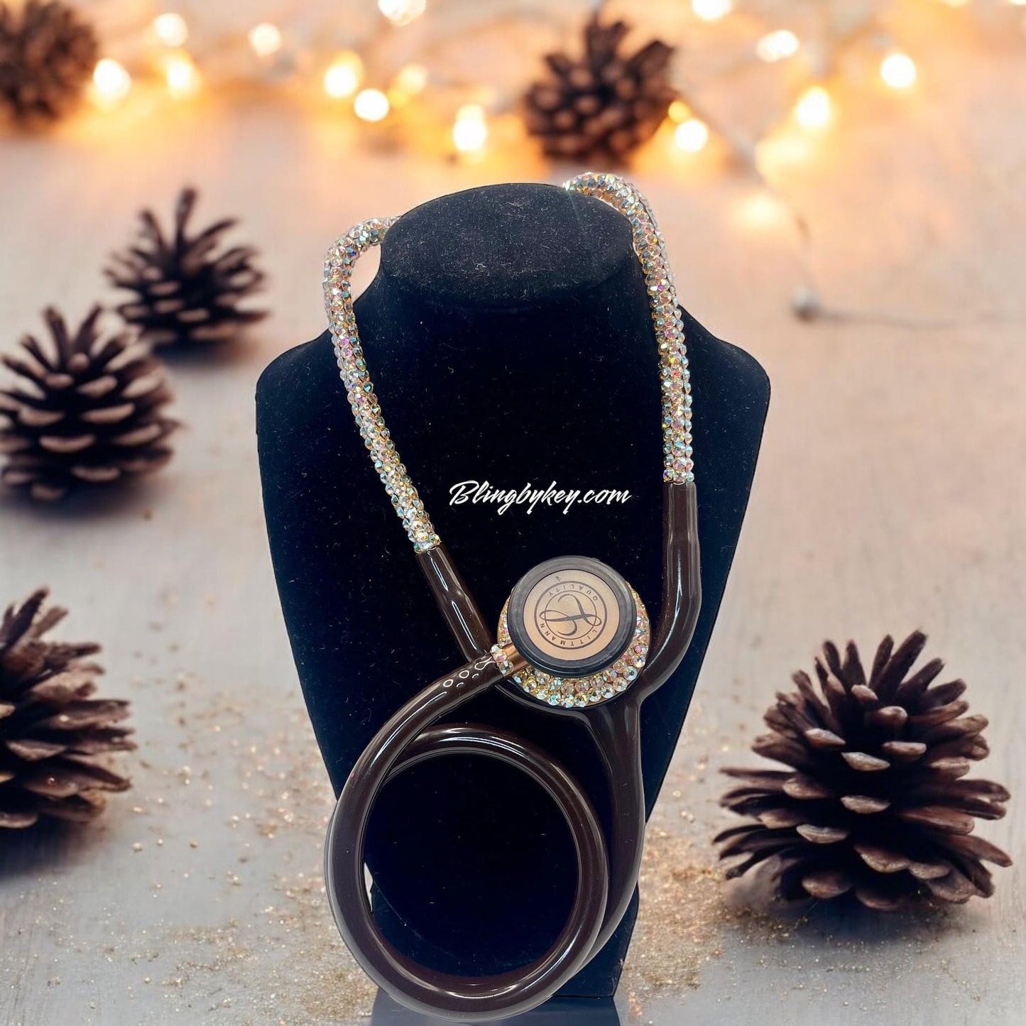 Chocolate Goddess Littmann Stethoscope, Elegant Bling Medical Device with Crystal Accents, Perfect Gift for Nurses & EMTs