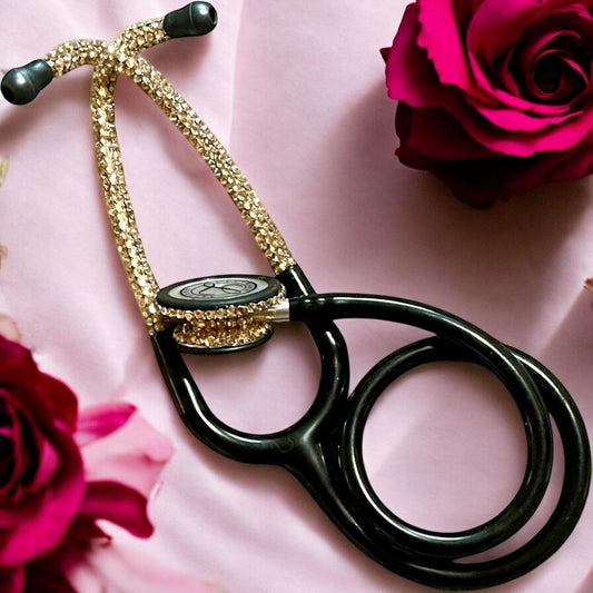 Littmann Classic III Black Stethoscope with Custom Gold Rhinestones | BlingByKey®