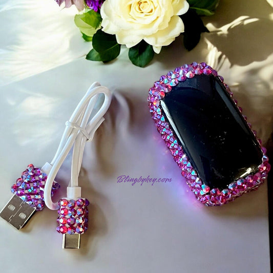 Bling Pulse Oximeter - Heart Rate & Oxygen Monitor, Rechargeable Cotton Candy Pink, AB Rhinestones, Perfect Wellness Gift