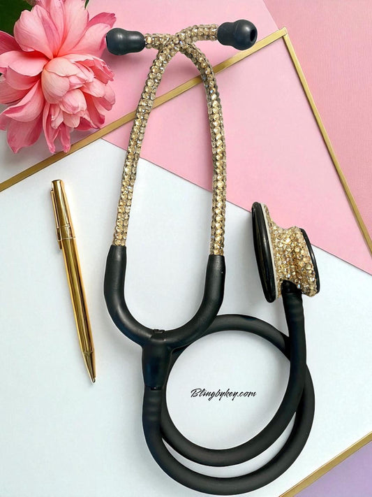 Essential Crown | Bling Stethoscope | Gold Rhinestone | Littmann | Glamorous | Elegant | Stethoscope Case | gift set