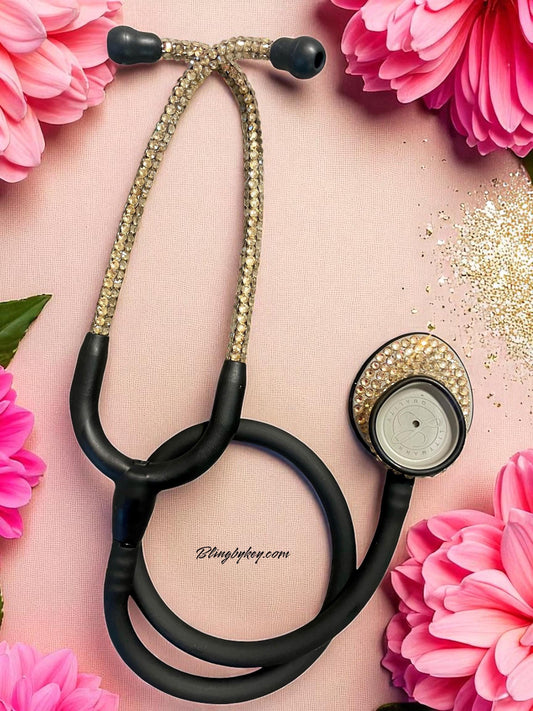 Essential Crown | Bling Stethoscope | Gold Rhinestone | Littmann | Glamorous | Elegant | Stethoscope Case | gift set
