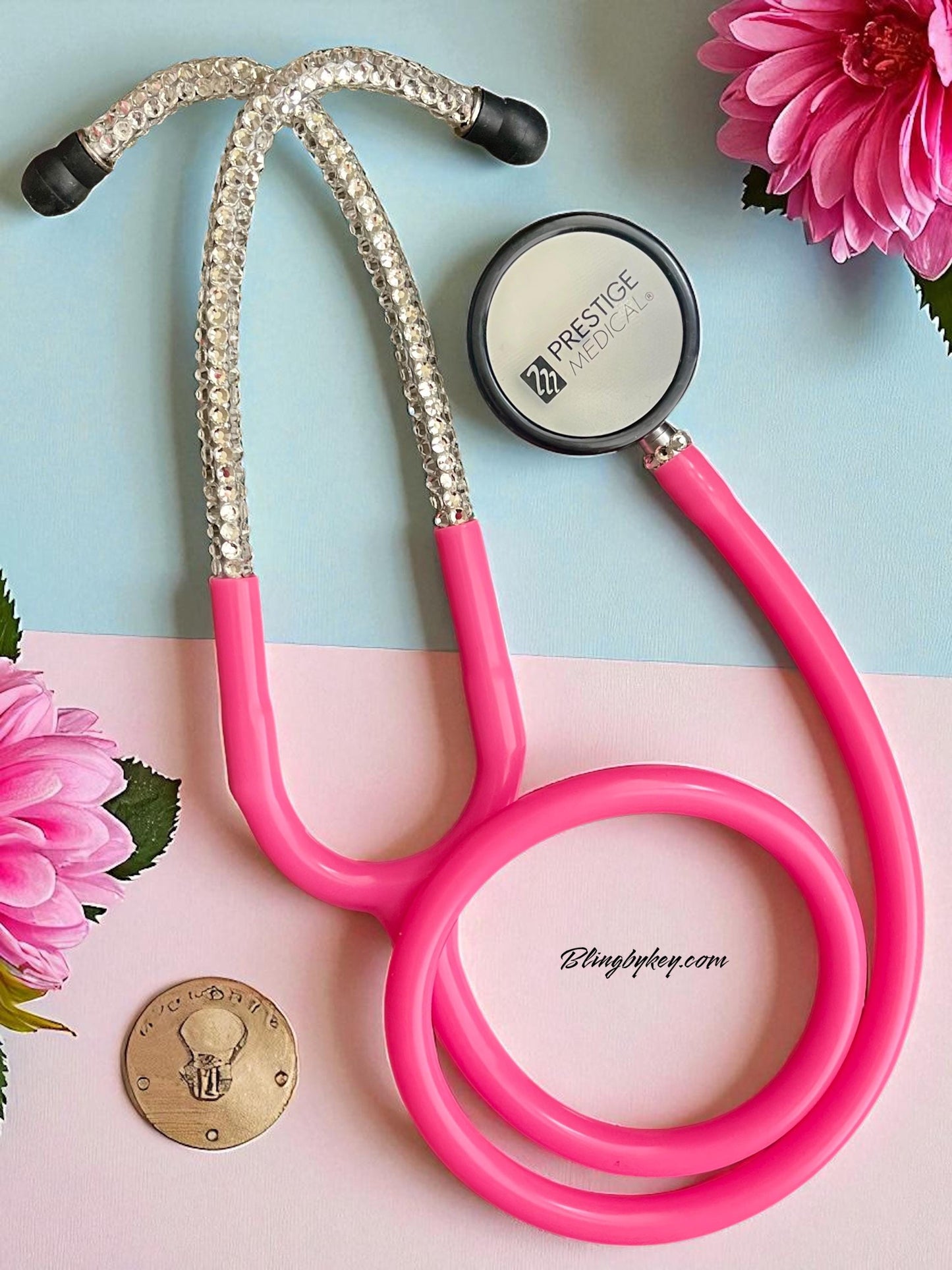 Bright Pink Medical Stethoscope: Barbie Vibes Sparkling Clear Rhinestone -Graduation Nurse Gift