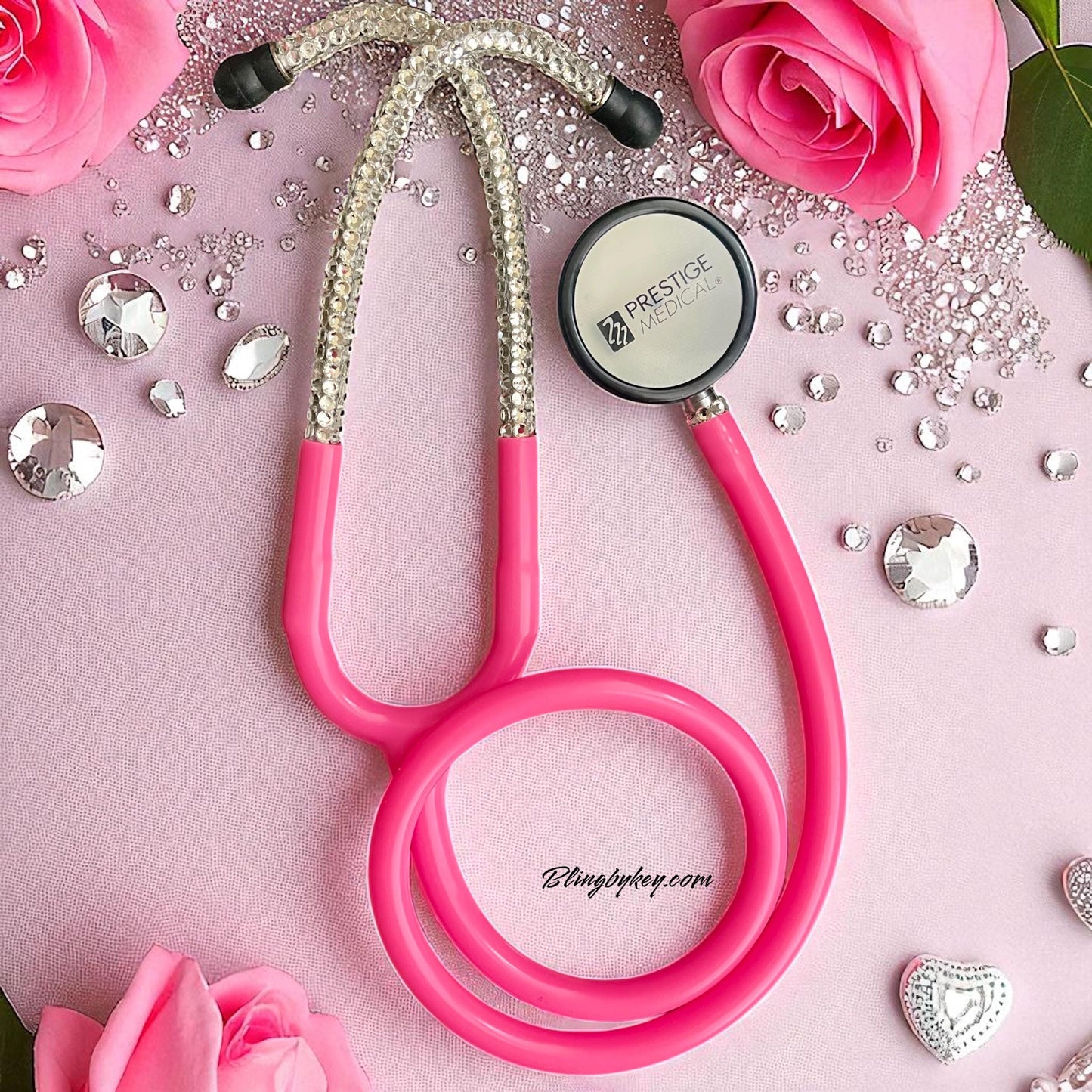 Bright Pink Medical Stethoscope: Barbie Vibes Sparkling Clear Rhinestone -Graduation Nurse Gift