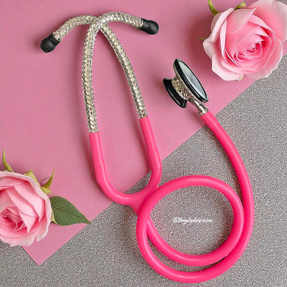 Bright Pink Medical Stethoscope: Barbie Vibes Sparkling Clear Rhinestone -Graduation Nurse Gift
