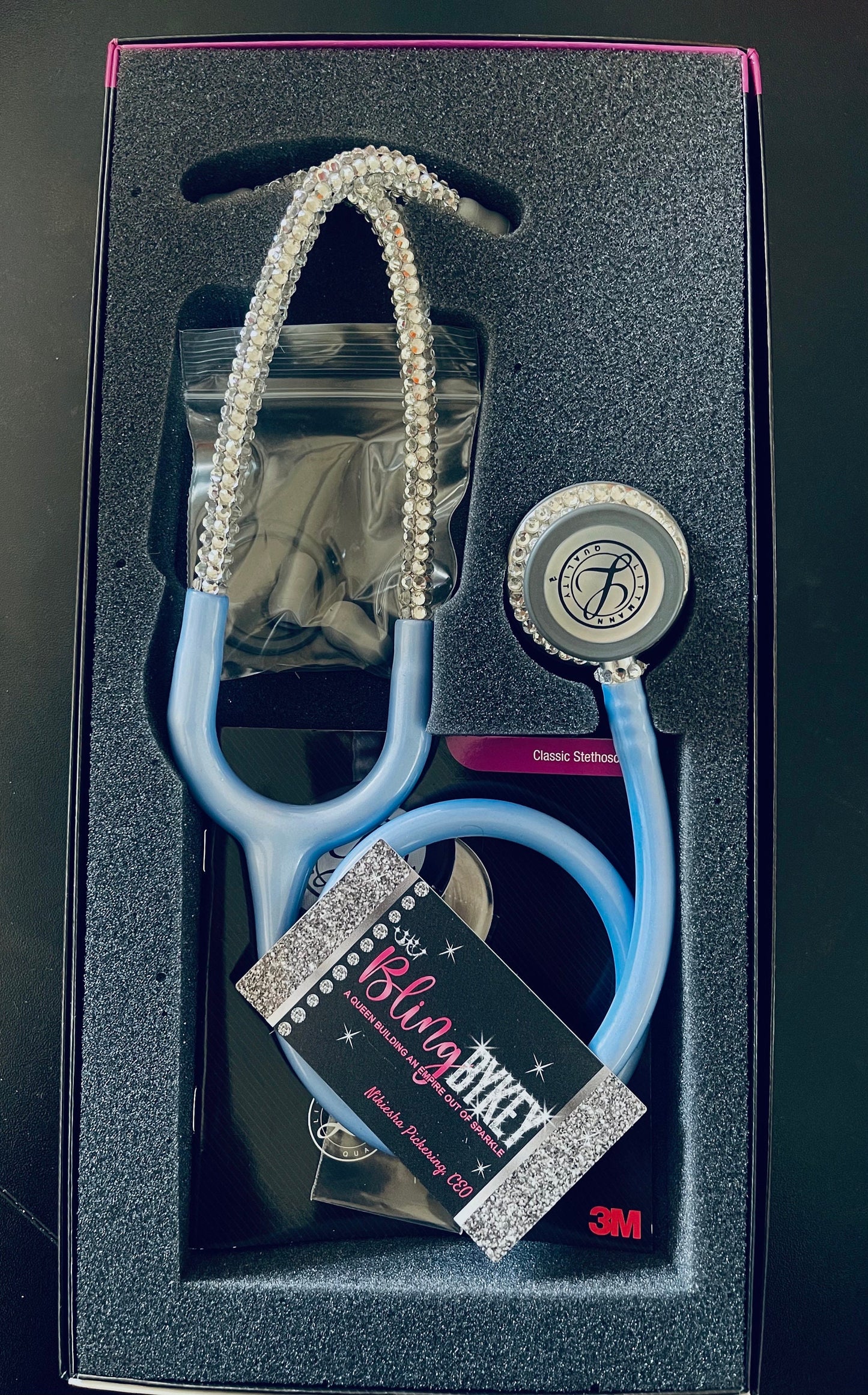 Littmann Ceil Blue, Bling Stethoscope, Beautiful & Calming Medical Tool, Thoughtful Healing Gift for Caregivers - Office & School Supplies - Bling Stethoscopes - BlingbyKey